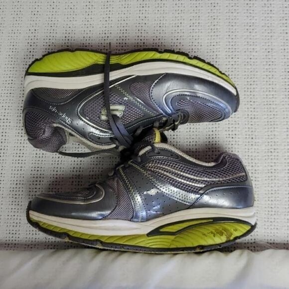 Skechers Shape-Ups Silver/Green Sz. 7.5 Athletic Sneakers - Picture 2 of 9